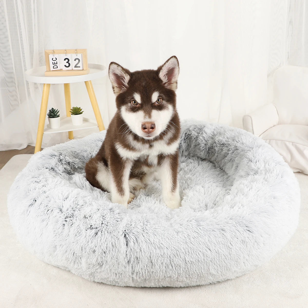 Washable Plush Dog Bed Fluffy Pet Sofa Cushion