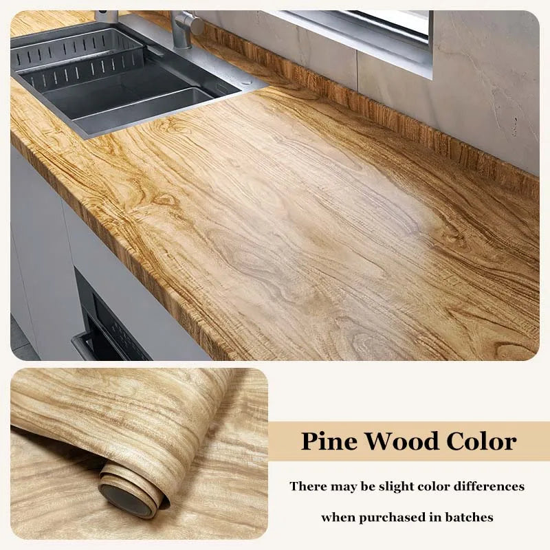 Wood Grain Cabinet Self-adhesive Wall Stickers Flame Retardant Waterproof Renovation Kitchen Anti-smoke Protective Film