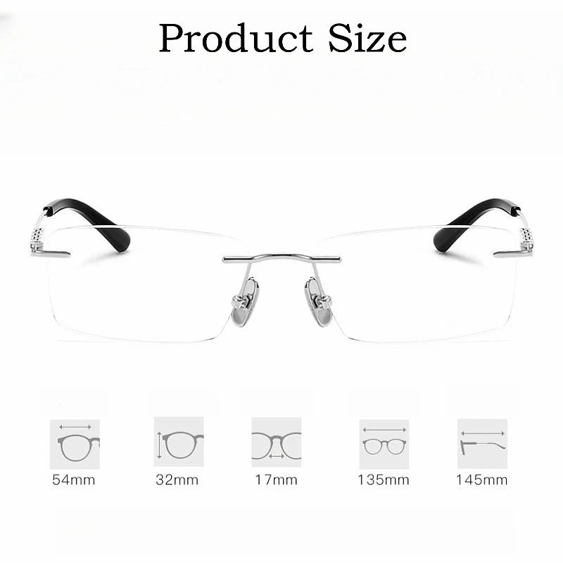 Ultra-light Luxury Pure Titanium Eyewear Retro Fashion Optical Prescription Men's Rimless Glasses Frame
