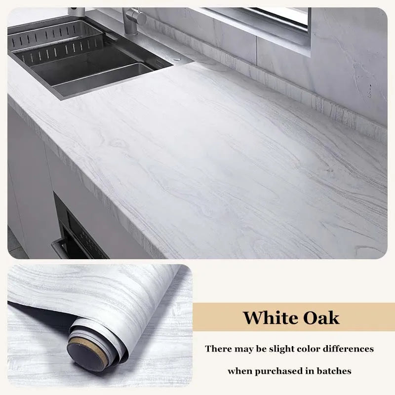 Wood Grain Cabinet Self-adhesive Wall Stickers Flame Retardant Waterproof Renovation Kitchen Anti-smoke Protective Film