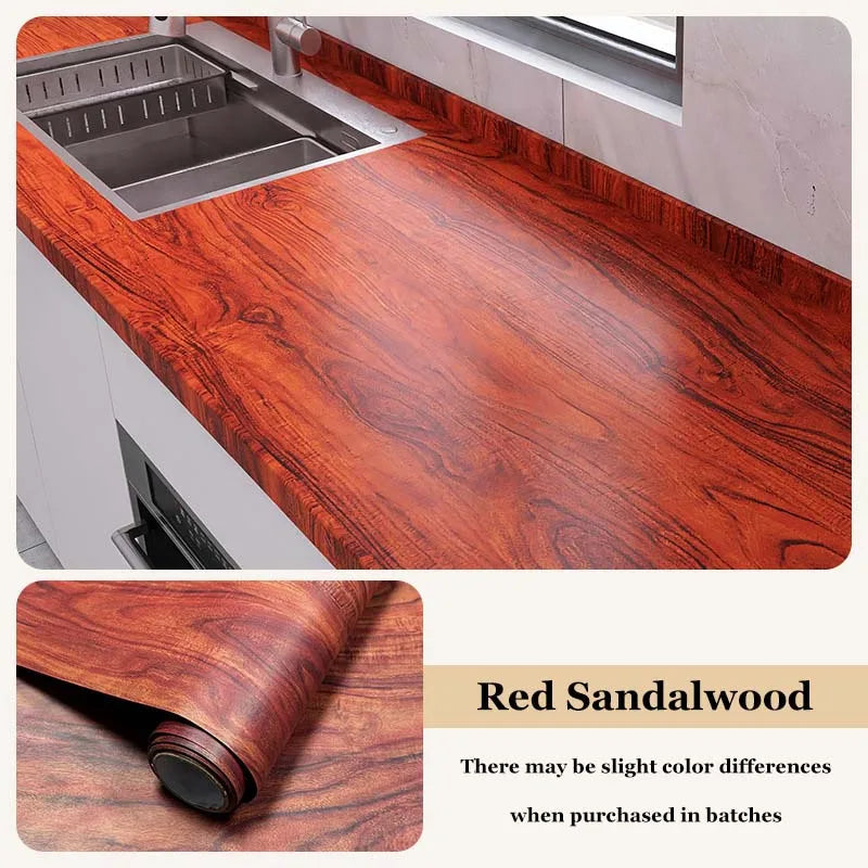 Wood Grain Cabinet Self-adhesive Wall Stickers Flame Retardant Waterproof Renovation Kitchen Anti-smoke Protective Film