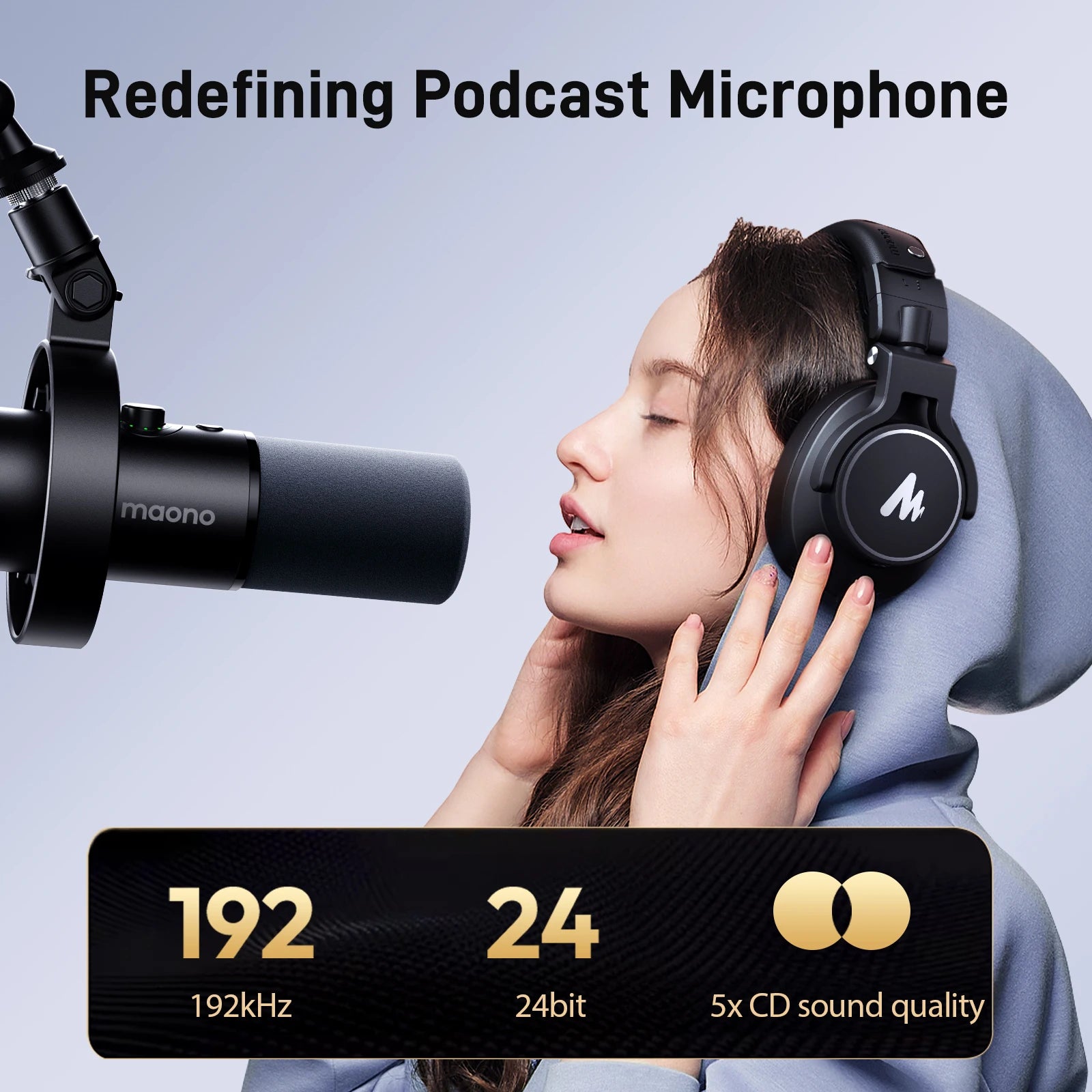 PD300X Dynamic Microphone XLR USB Podcast Recording Mic 192kHz24bit for Content Creation Home Audio Studio Noise Reduction