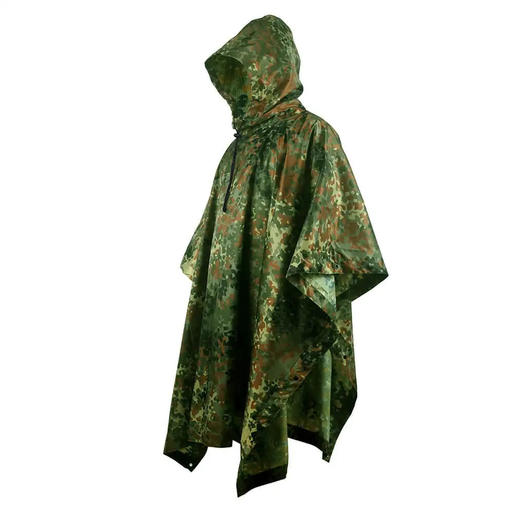 Waterproof Camouflage Rain Poncho for Hiking Camping and Motorcycle Riding