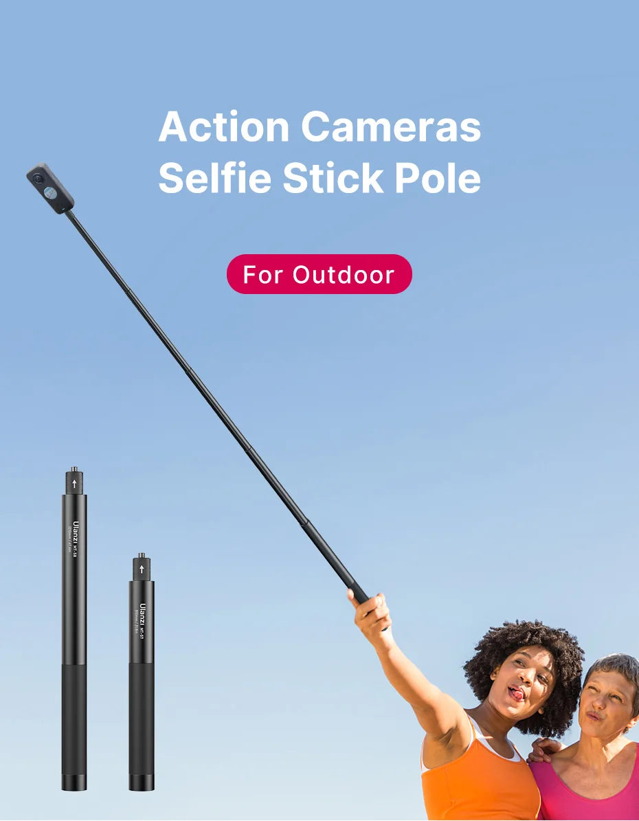 Action Camera Extendable Selfie Stick Pole 1/4'' Screw Lightweight for GoPro Hero 12 11 10 9 8 7 insta360 X3