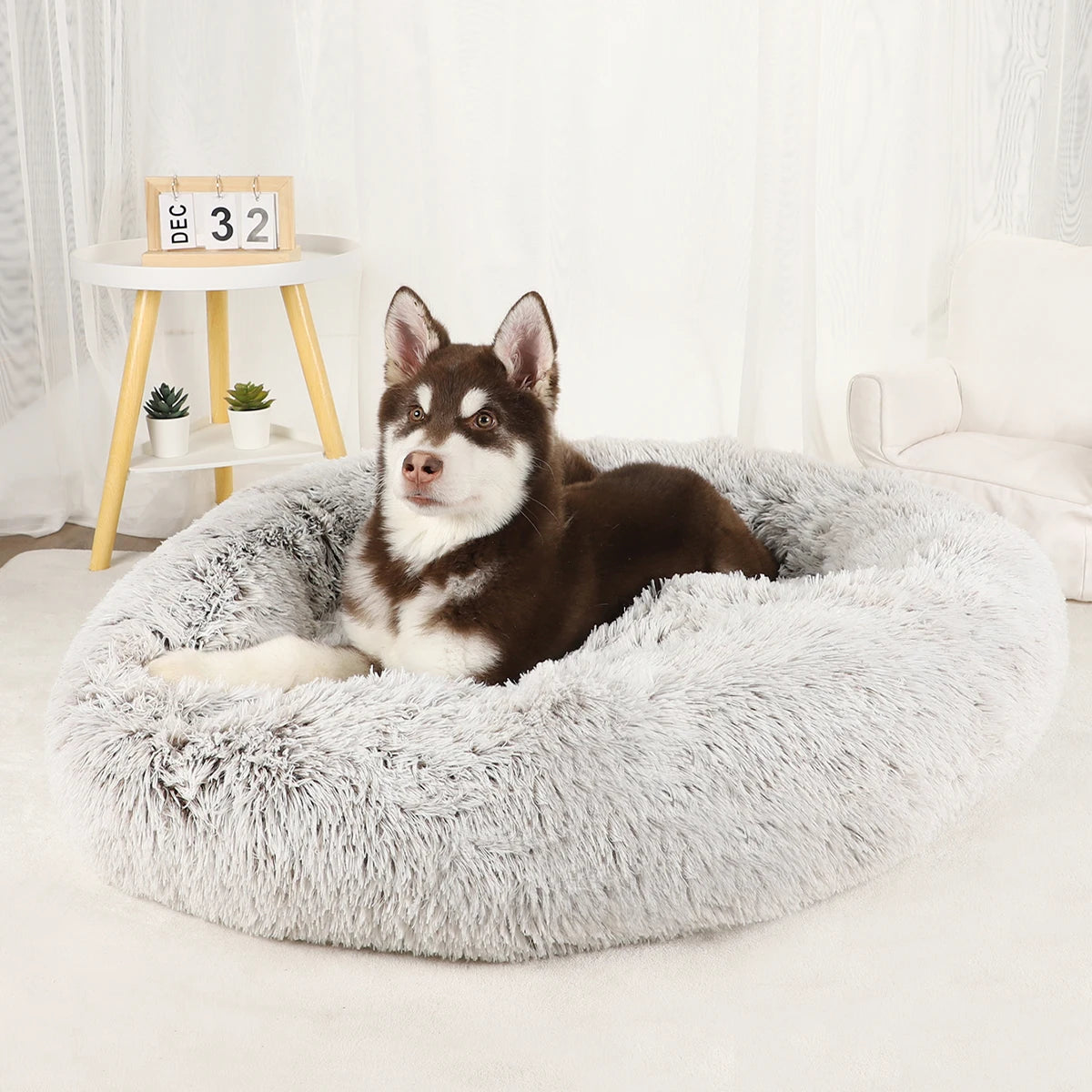 Washable Plush Dog Bed Fluffy Pet Sofa Cushion