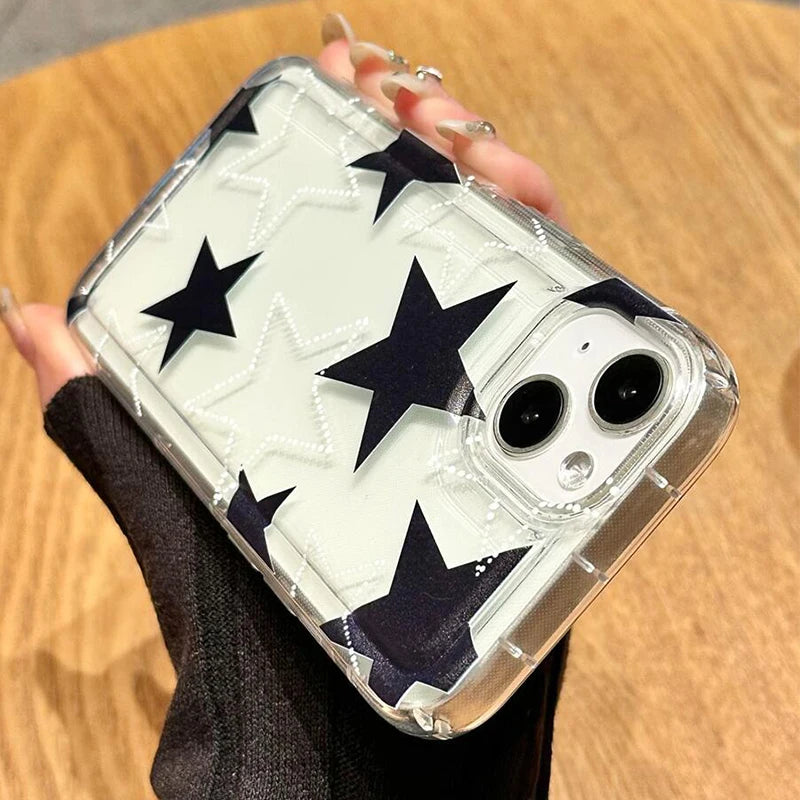 Colorful Star Clear Soft Phone Case For iPhone 17 14 15 16 Pro Max Air 16E Anti-Fall Protection Cover