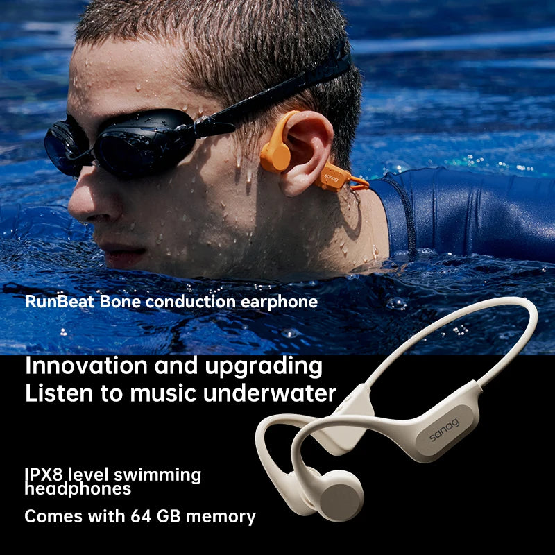 B60S True Bone Conduction Earphone 64GB Wireless Open Headset IPX8 Swimming Waterproof Headphones Choice With Microphone