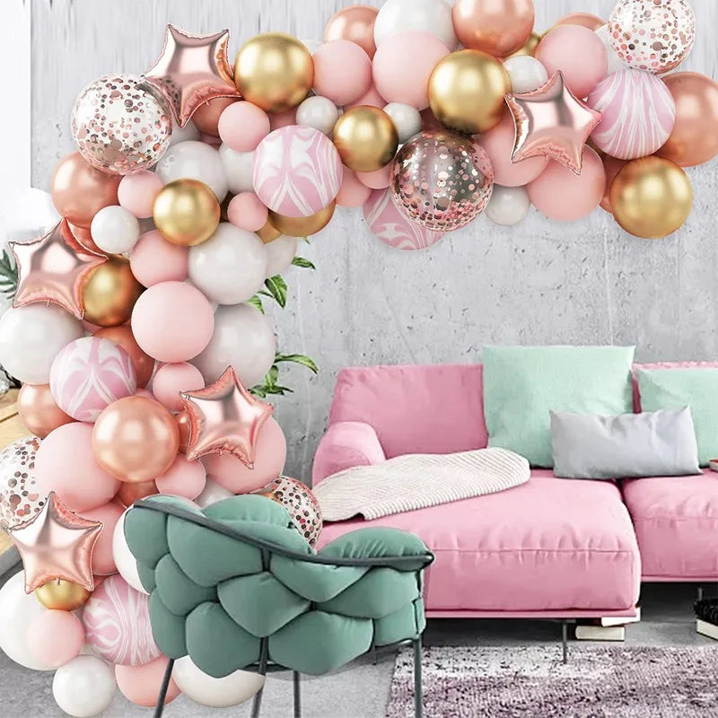 Pink Gold Balloon Garland Arch Kit Birthday Party Decor Kids Girl Wedding Birthday Party Baloon Supplies Baby Shower Latex Balon