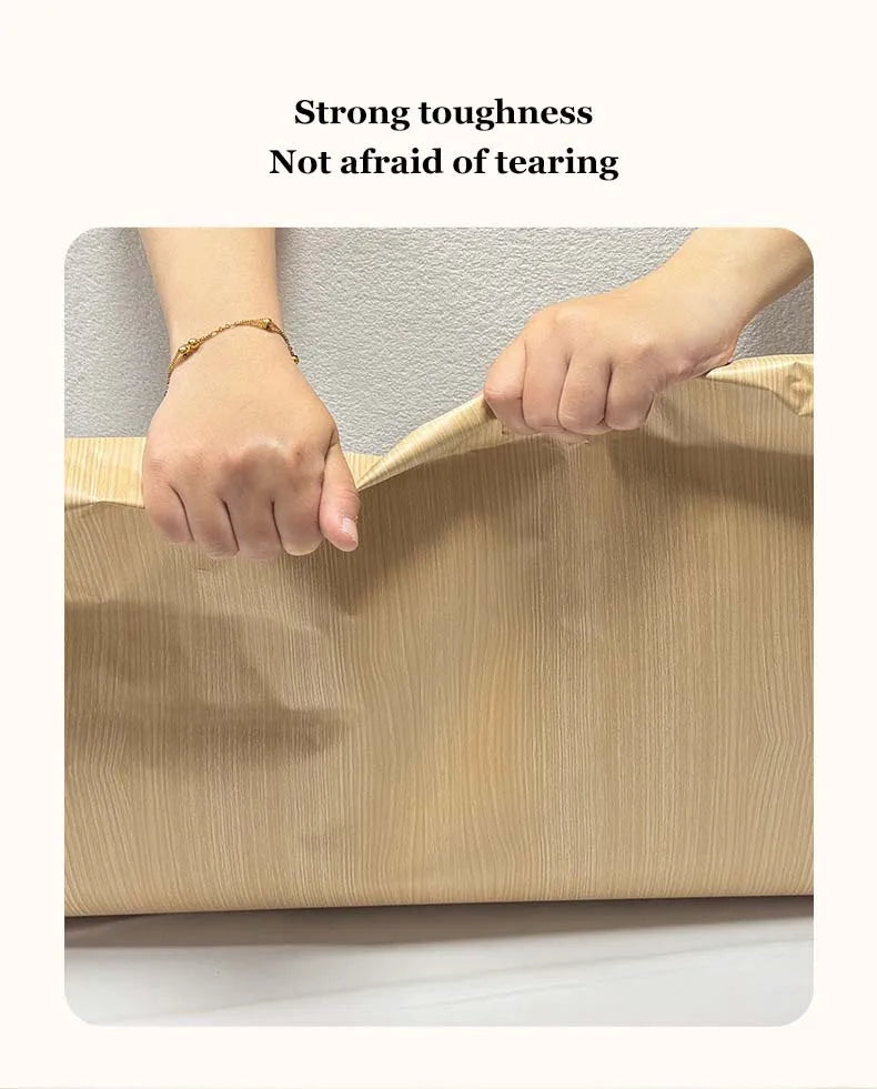 Wood Grain Cabinet Self-adhesive Wall Stickers Flame Retardant Waterproof Renovation Kitchen Anti-smoke Protective Film