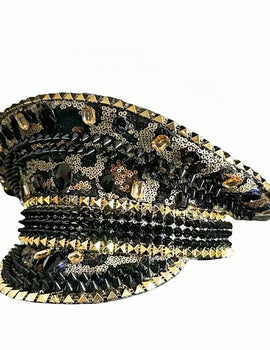 Steampunk Dark Gold Punk Captain Hat Masquerade Halloween Military Cap Halloween Party Adult Party Cruise party Music Festival
