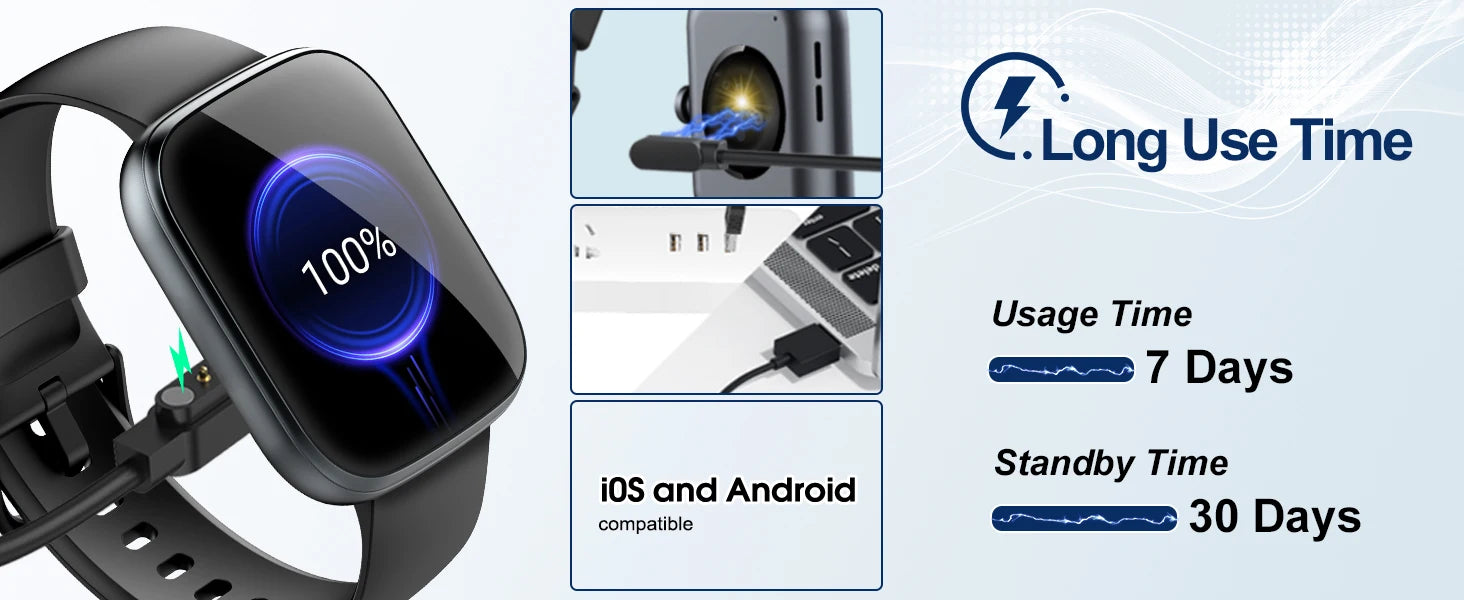 1.95'' Multifunctional Smart Watch Fitness Sports Bracelet Sleep Monitor IP68 Waterproof T80 Smartwatch