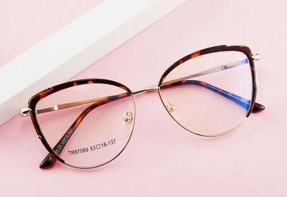 Fashion High-quality Alloy Eyewear Retro Cat Eye Blue Light Blocking Optical Prescription Glasses Frame Women 87069