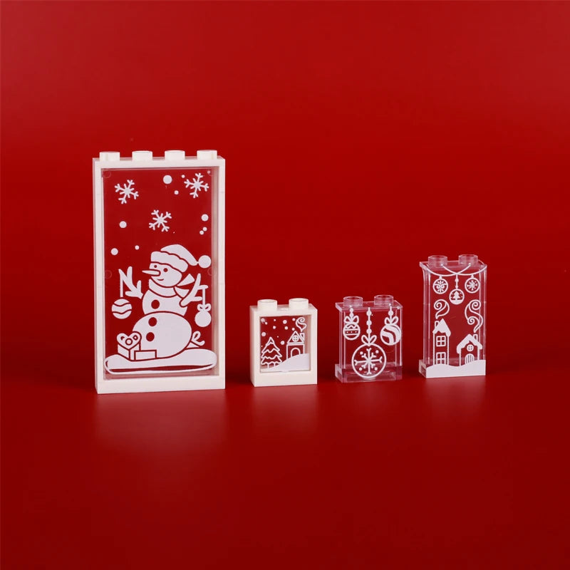 Christmas Village House Building Blocks Sleigh Reindeer Tree Present Car Wreath Fireplace Gingerbread Man Bricks Toys  Gift