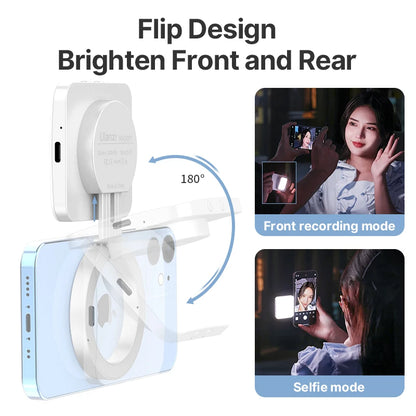 Smartphone Magsafe Selfie Flip Light for iPhone 2700-8000K Adjustable Livestream Video Light