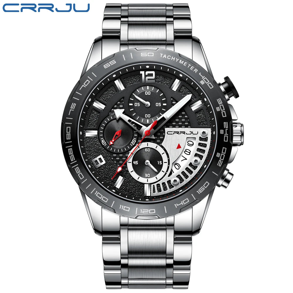 Mens Watches Fashion Stainless Steel Business Watch Luxury Luminous Waterproof Chronograph Quartz Watch Relogio Masculino