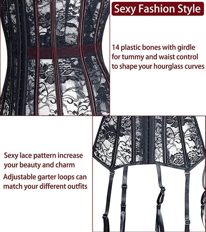 Steampunk Corset Gothic Plus Size Corsets Lace Up Boned Under bust Bustier Waist Trainer Cincher Body Shaper Corselet