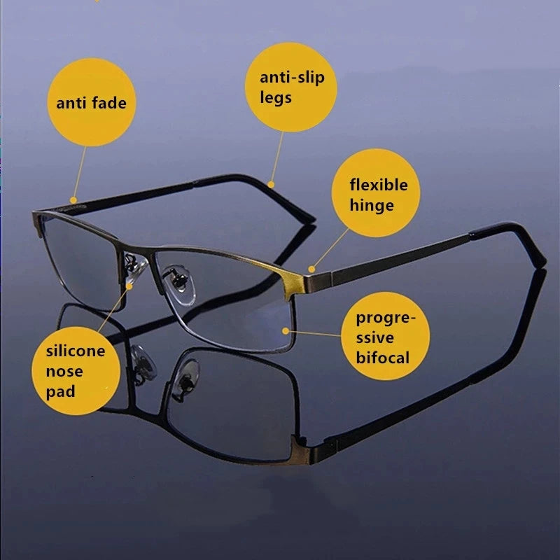 Photochromic Reading Glasses Progressive Multifocal Presbyopia Eyeglasses Blue Light Readers Hyperopia Diopters 1.0 2.0