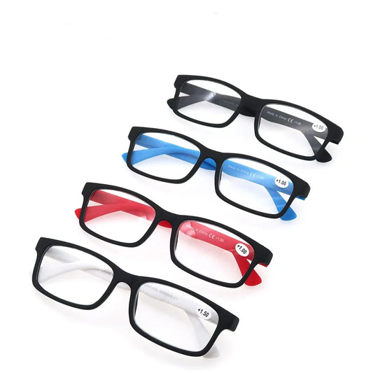 Reading Glasses Rectangle Classic Frame Readers Eyeglasses Flexible Spring Hinge with Diopter +1.0 to +4.0