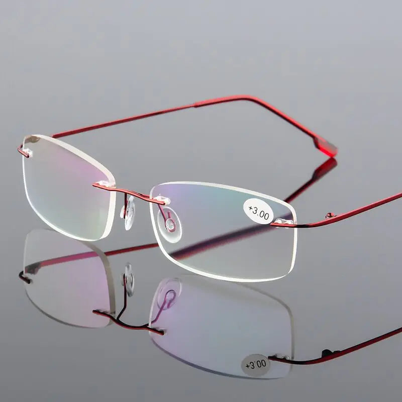 Brown Rimless Reading Glasses with Lightweight Memory Alloy Frame