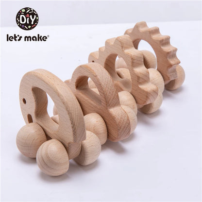 Wooden toy Car Shape Organic Beech For Babies Teether Kids Brain Game Toys Handmade Crafts Christmas Gift Cognitive Infants Toys