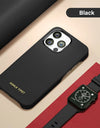 for Magsafe Case for iPhone 13 Pro Max 13 Mini 13Pro Natural Cowhide Lychee Leather Magnetic Luxury Metal Frame Phone Back Cover