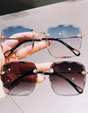 Refined Rimless Cut Square Sunglasses For Women Fashion Personality Two-Color Sunglasses