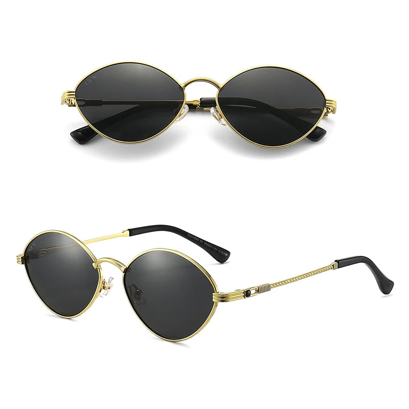 Cat Eye Titanium Alloy Polarized UV400 Retro Punk Sunglasses for Men Women Vintage Fashion Eyewear