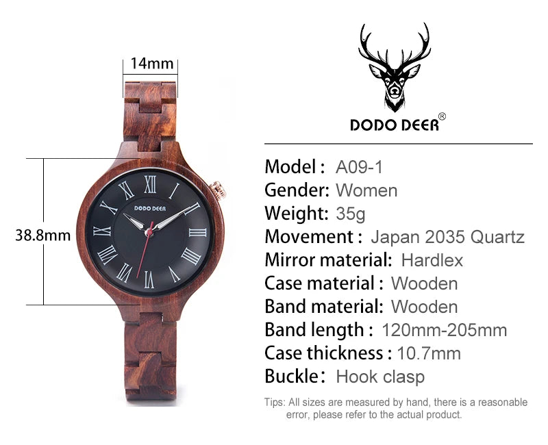 Wooden Watch in Japanese Quartz Wristwatches Red Sandalwood