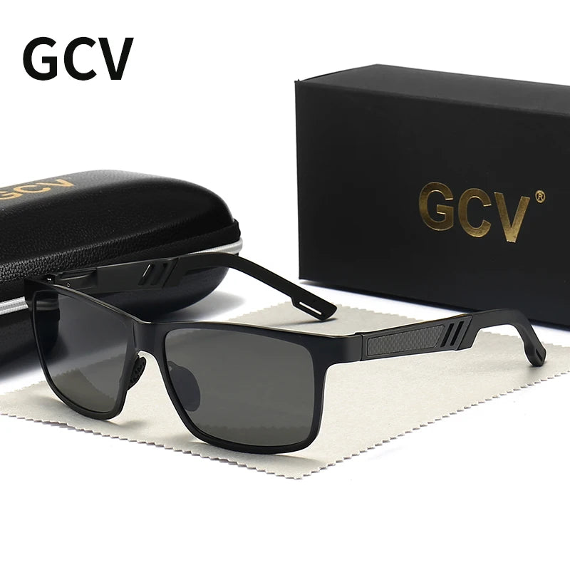 Rectangle Men Polarized Sunglasses Aluminium Magnesium UV400 Driving Eyewear Mirror Lens