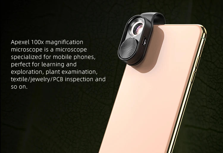 100X Smartphone Microscope Lens with LED Light Universal Clip