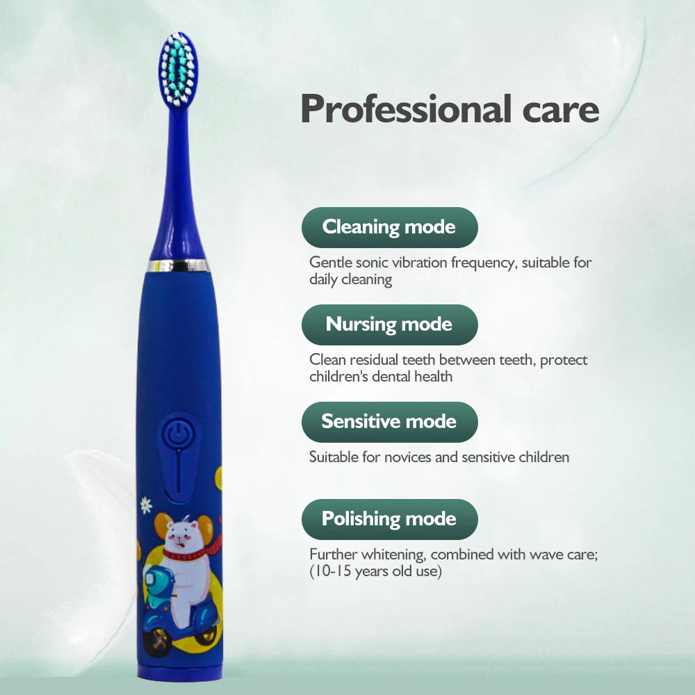 For  Electric Toothbrush Cartoon Pattern with Replace The Toothbrush Head Ultrasonic Electric Toothbrush