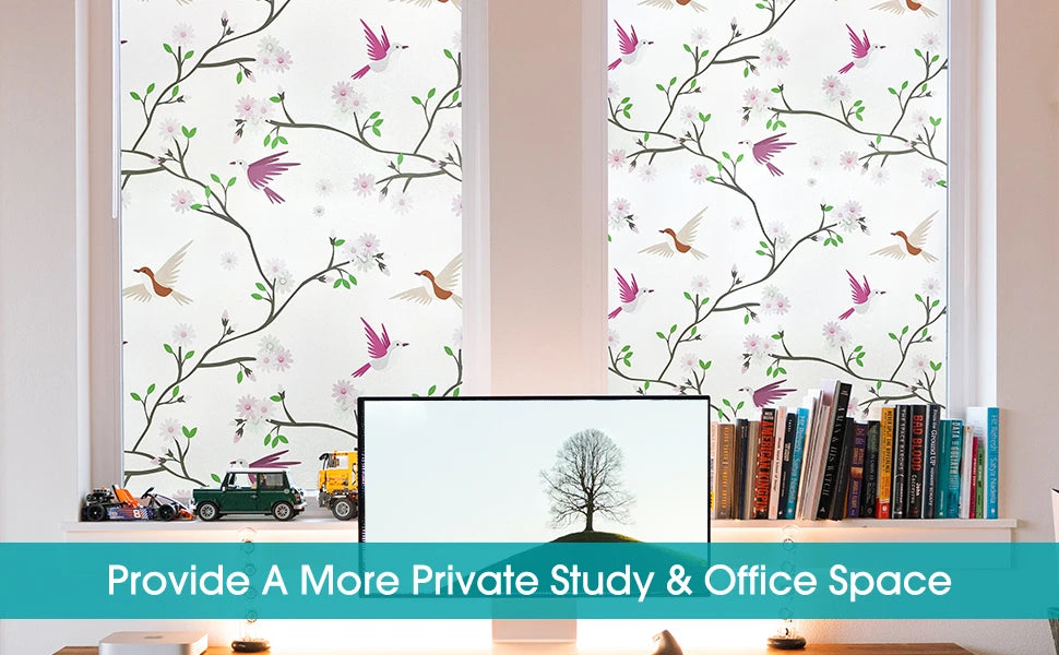 Privacy Window Film Opaque Static Cling Non Adhesive Film Bird Decals Decorative Glass Cover Tint Frosted Stickers for Home