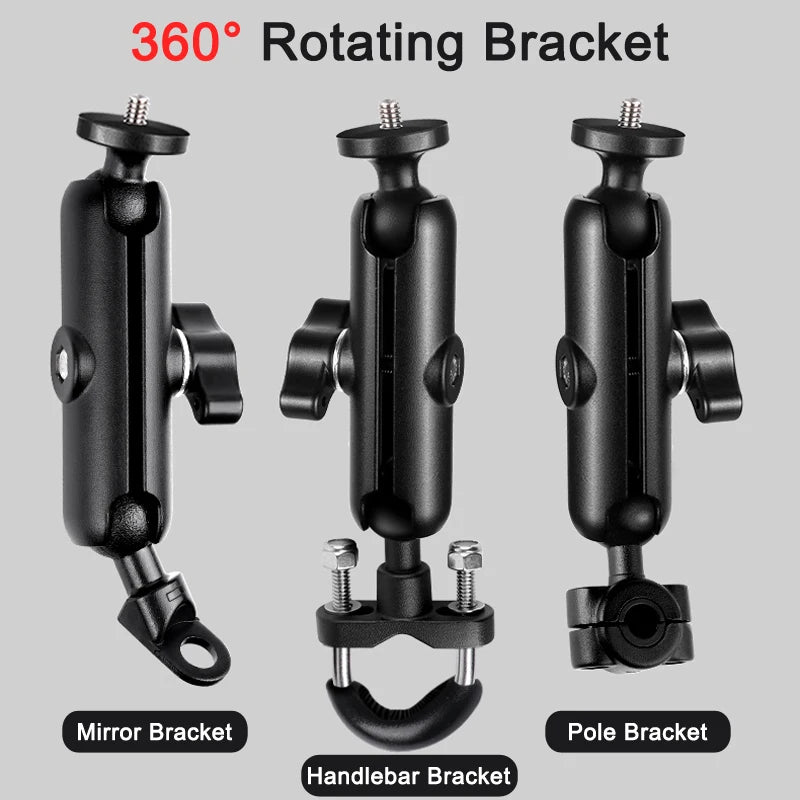 Metal Motorcycle Bicycle Camera Mount Handlebar Mirror Holder for Action Cameras and Smartphones