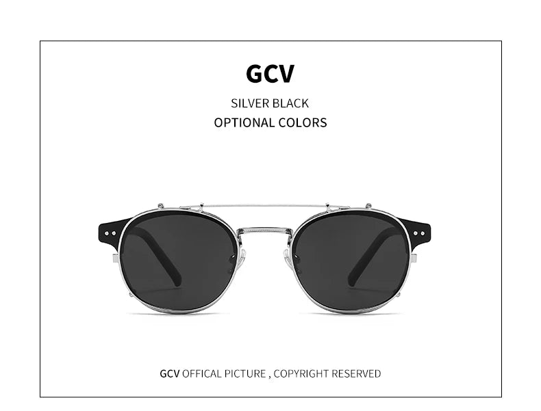 Double Layer Removable Lens Polarized UV400 Gothic Retro Steampunk Sunglasses for Men Women