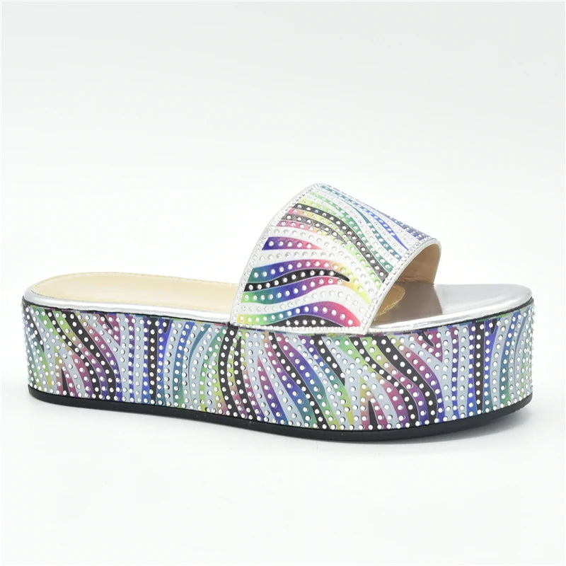 Summer Women's Mid Heels Slippers Nigerian Women Sandal High Quality Hot Selling Italian Style Slingbacks African Women Slippers