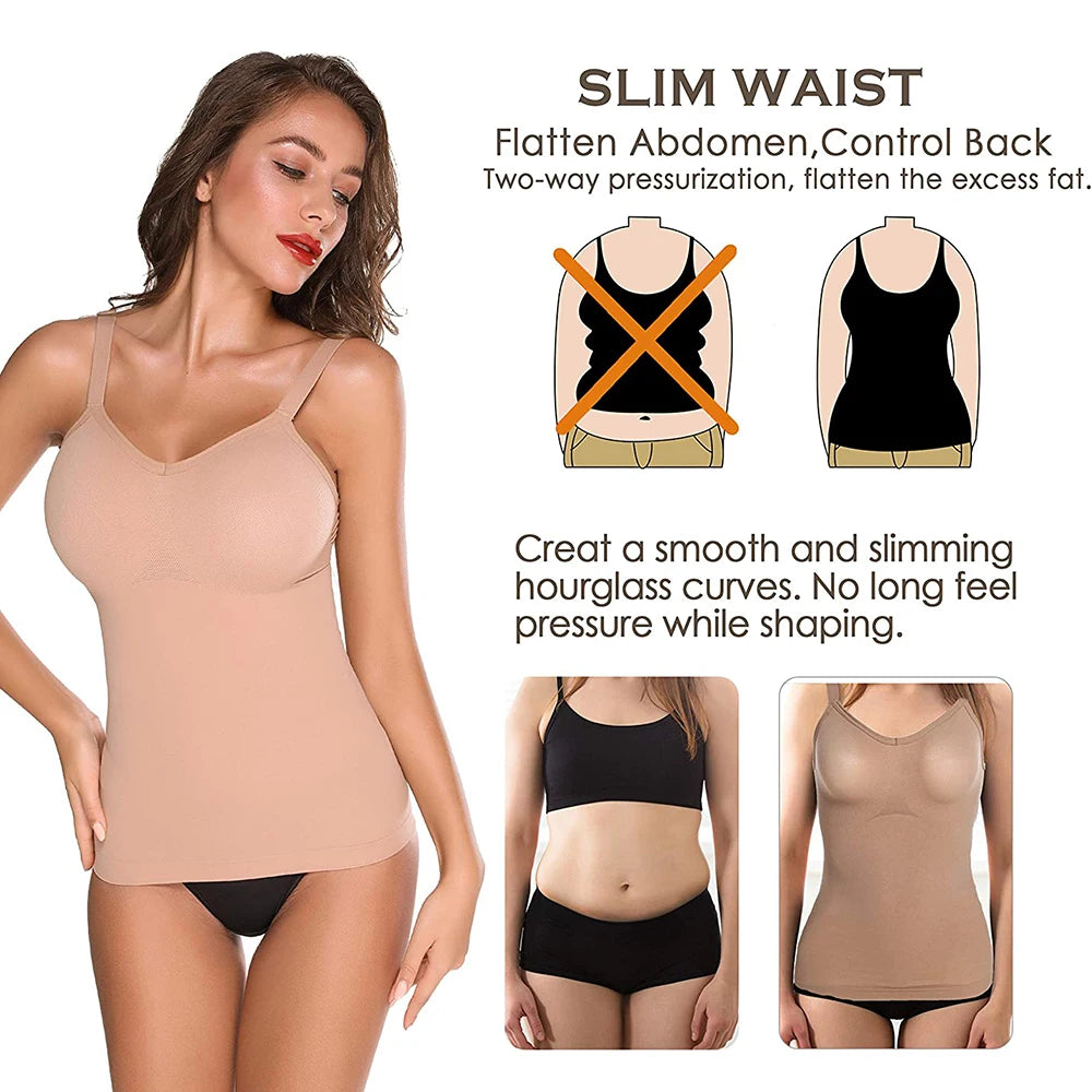 Women Shapewear Top Seamless Camisole Slimming Shaper Top Classic Comfort Smooth Cami Tummy Control Tank Top