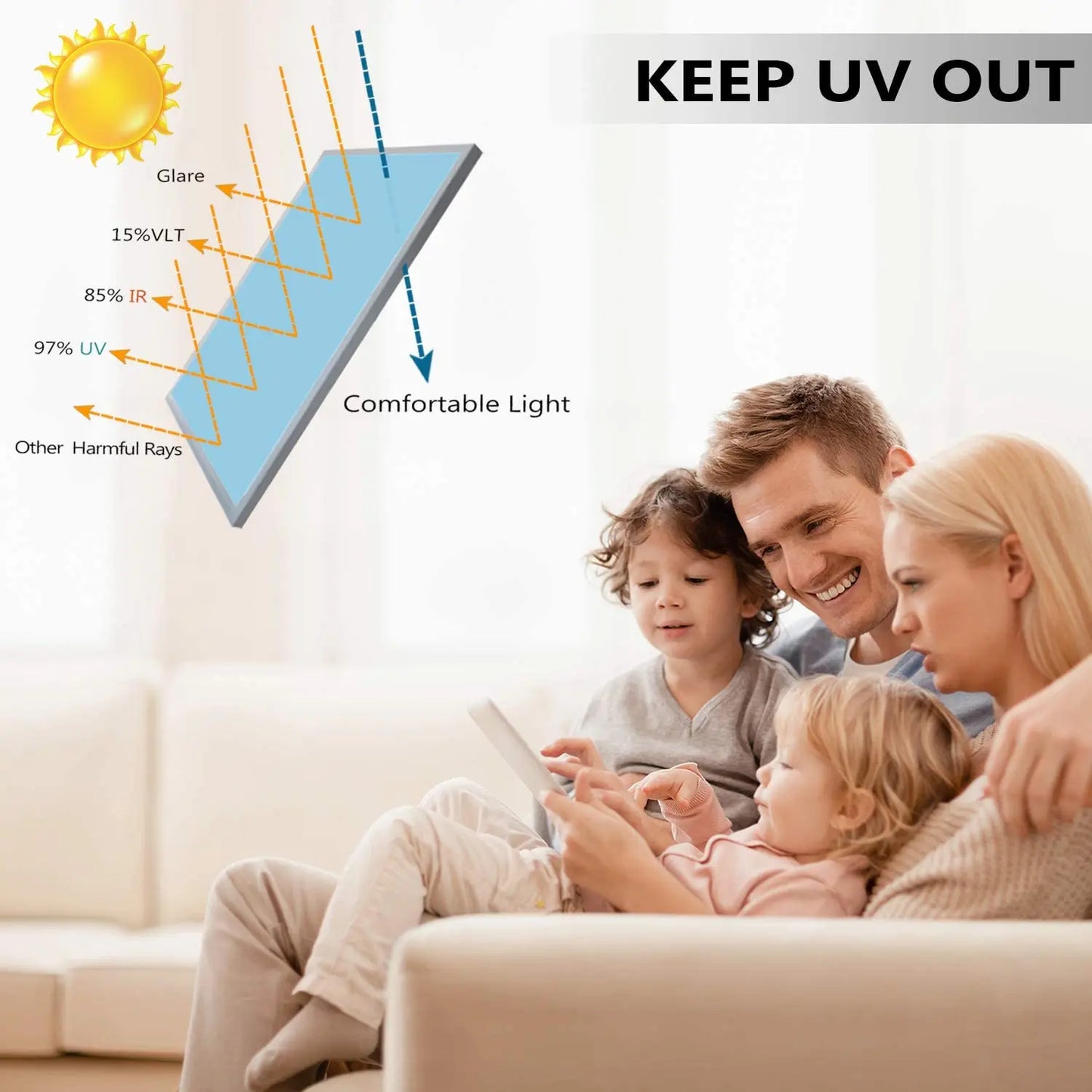 One Way Window Privacy Film for Home Mirror Vinyl Roll Heat Control Anti UV Static Cling Stained Glass Sliding Door Coverings