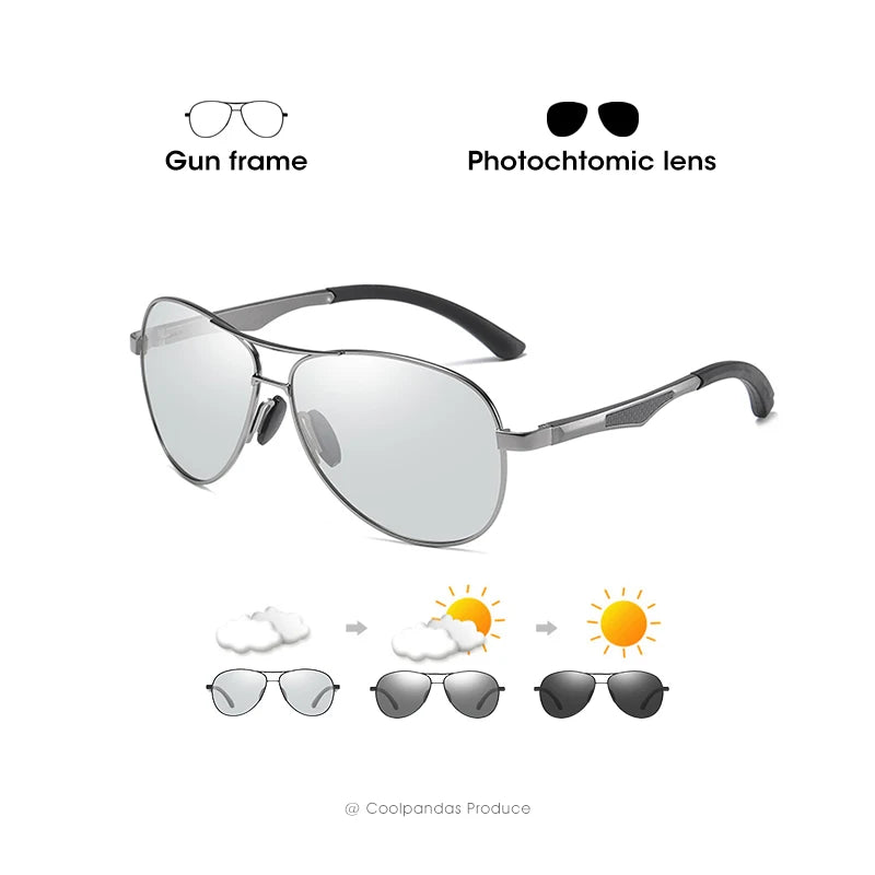 Aviation Photochromic Polarized UV400 Night Vision Driving Sunglasses for Men Women