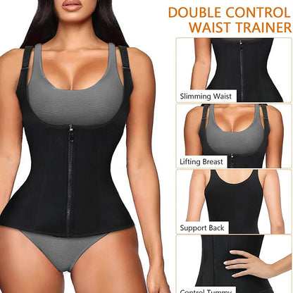 Waist Trainer Corset Zipper Vest Body Shaper Cincher Shapewear Slimming Belt Sports Girdle Neoprene Sauna Tank Top