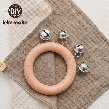 Baby Toys Bell Rattles Ball Toddler Toys Infant Educational Toy beech wood Hand Bell Interactive Baby Toys 0 12 Months Baby Gift