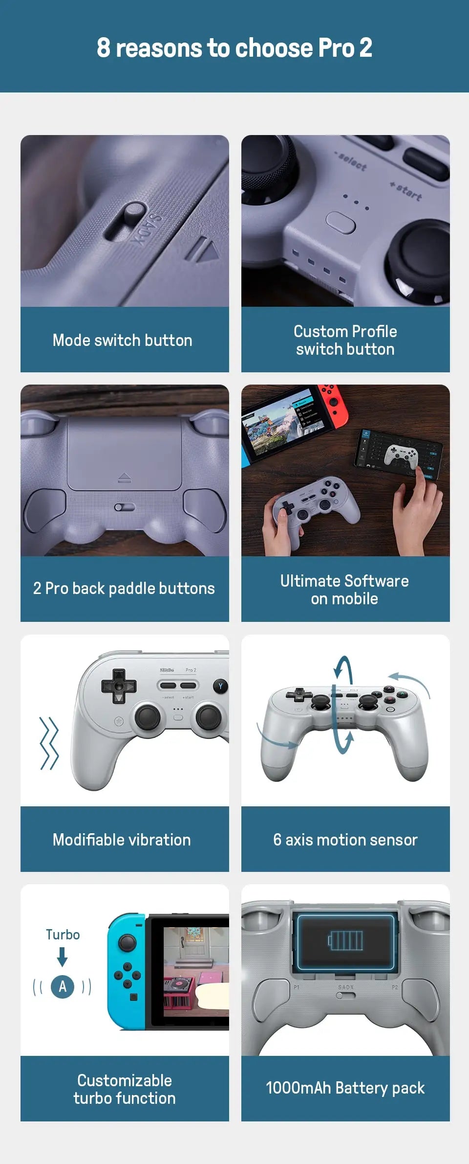 Bluetooth Gaming Controller with Hall Effect Joysticks for Nintendo Switch PC and Android