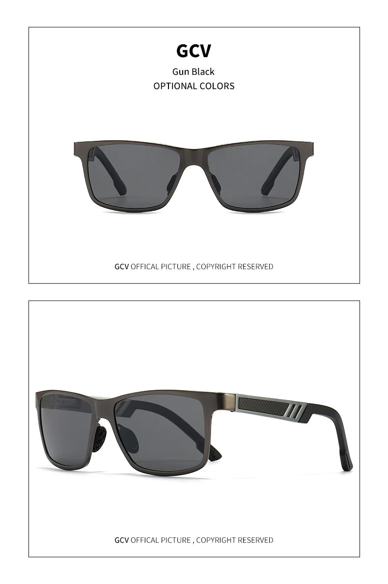 Rectangle Men Polarized Sunglasses Aluminium Magnesium UV400 Driving Eyewear Mirror Lens