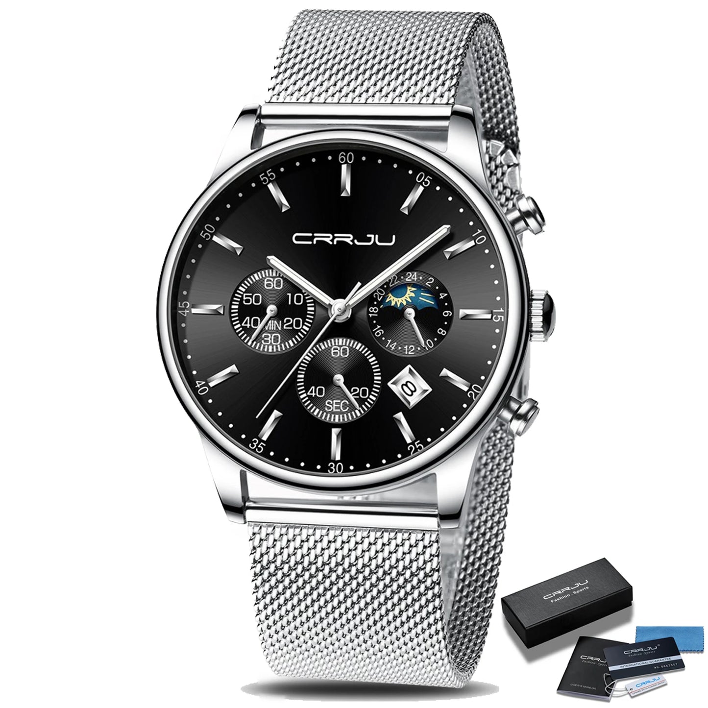 Relogio Masculino Luxury Quartz Watch for Men Blue Dial Watches Sport Watches Chronograph Clock Mesh Belt Wrist Watch