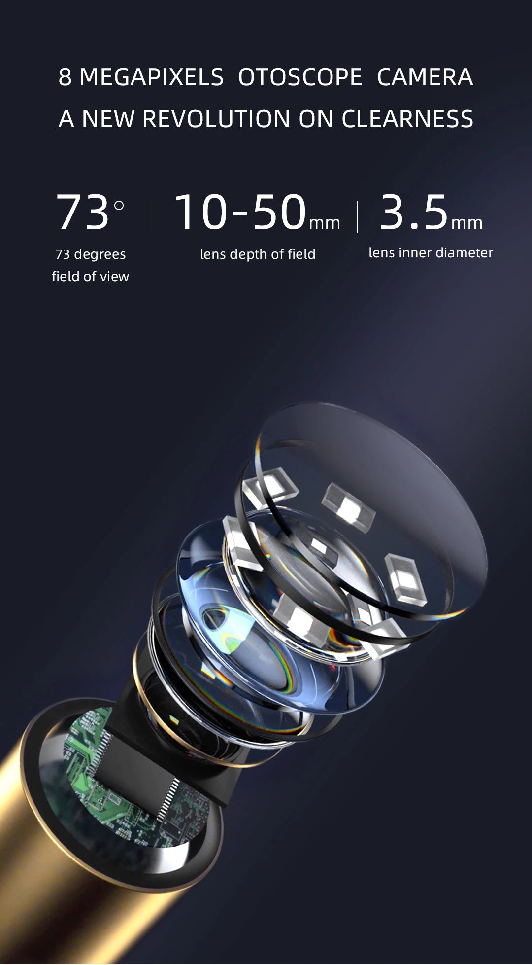 D3 Pro  Use Smart Visual Earpick Ear Cleaner Earax Removal Tool 8.0 MP Camera Otoscope Waterproof  Endoscope