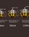 600/950/1300ml Glass Stainless Steel Teapot with Infuser Filter Lid Heat Resistant Tea Pot Kettle