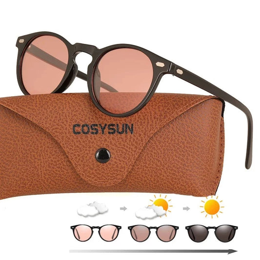 Photochromic TR90 Polarized Sunglasses Women Driving Round classic Shades Female Vintage Sun Glasses