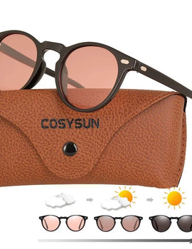 Photochromic TR90 Polarized Sunglasses Women Driving Round classic Shades Female Vintage Sun Glasses