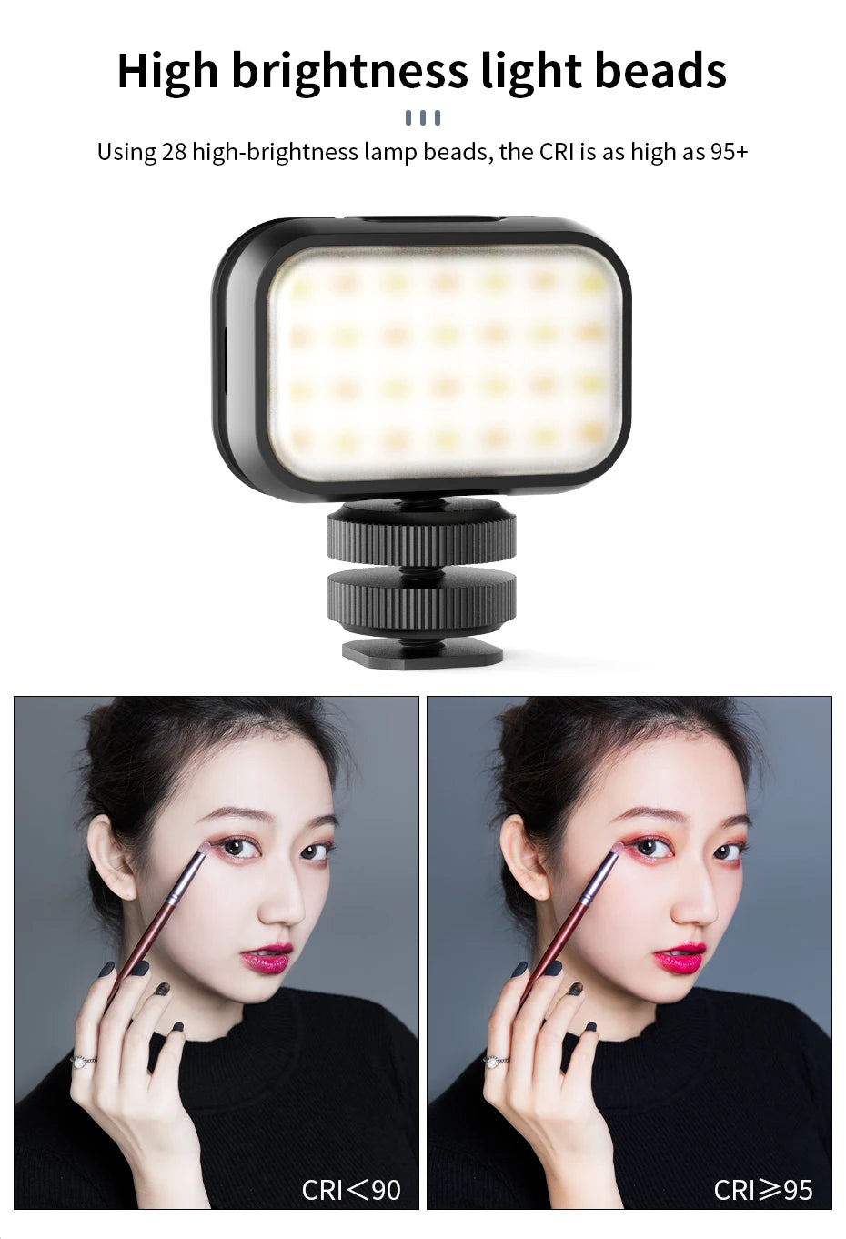 6500K Ultra Mini Rechargeable LED Video Light Adjustable Vlog Light for YouTube Selfie Live Type-C Charging Light