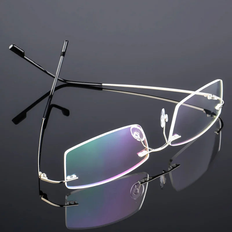 Brown Rimless Reading Glasses with Lightweight Memory Alloy Frame