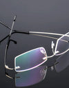 Memory Titanium Rimless Reading Glasses Fashion Blue Anti-Light Glasses Men Square Farsight Glasses For Women +3+3.5
